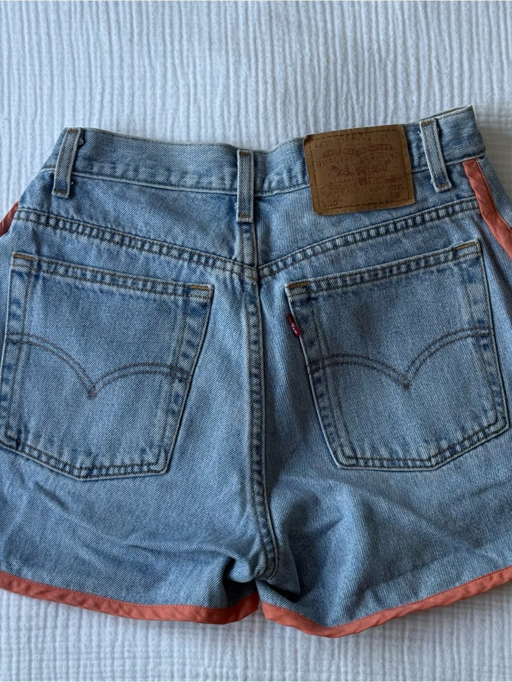 Levi's Women's Light Blue Denim Shorts with Pink Trim